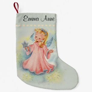 Personalisierter schöner Vintage-Engel Mädchen Kleiner Weihnachtsstrumpf