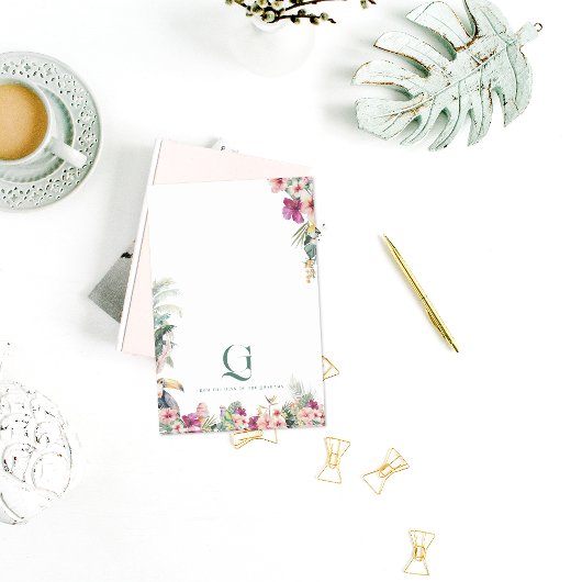 Personalisierter Schreibtisch für tropische Monogr Post-it Klebezettel