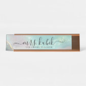 Personalisierter Schreibtisch mit aquamarin- und G Schreibtischnamensplakette (Vorderseite )