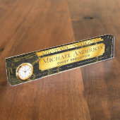 Personalisierter Schreibtisch Name Plakat Schwarze Namensplakette (Seite)