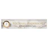 Personalisierter Schreibtisch Name Plakat Weiß gra Namensplakette (Vorderseite)