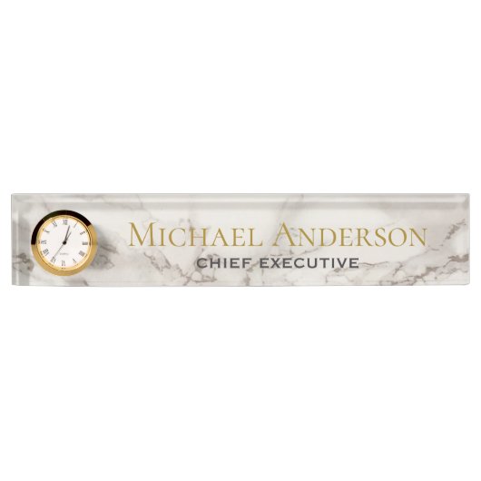 Personalisierter Schreibtisch Name Plakat Weiß gra Namensplakette (Vorderseite)