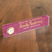 Personalisierter Schreibtisch Name Plate PINK GLIT Namensplakette (Seite)