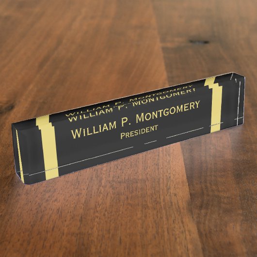 Personalisierter Schreibtisch Name Teller Schwarz Namensplakette (Seite)