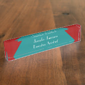 Personalisierter Schreibtisch, Türkis Namensplakette (Seite)