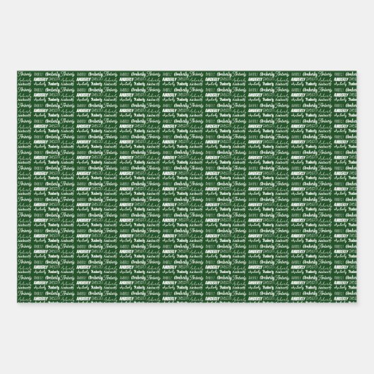 Personalisierter Schriftart "Grüne Namen" Weihnach Geschenkpapier Set (Vorderseite 2)