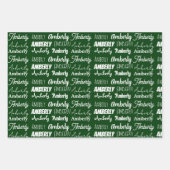 Personalisierter Schriftart "Grüne Namen" Weihnach Geschenkpapier Set (Vorderseite)