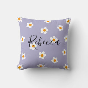 Personalisierter Schriftname Daisy-Muster Süß Lila Kissen