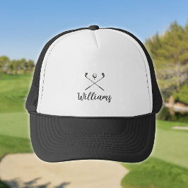 Personalisierter Schriftname Golfschläger Hut Truckerkappe