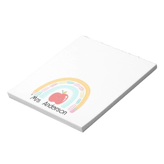 Personalisierter Schulbedarf für Regenbogenlehrer Notizblock (Rotiert)