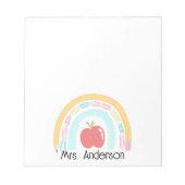 Personalisierter Schulbedarf für Regenbogenlehrer Notizblock (Vorderseite)