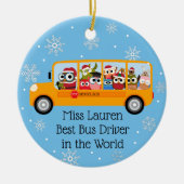 Personalisierter Schulbusfahrer - Werbegeschenk Keramik Ornament (Vorne)
