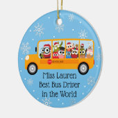 Personalisierter Schulbusfahrer - Werbegeschenk Keramik Ornament (Links)