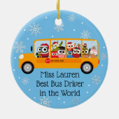 Personalisierter Schulbusfahrer - Werbegeschenk Keramik Ornament (Hinten)