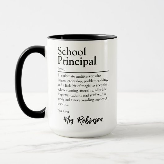 Personalisierter Schulgrundsatz Tasse (Links)