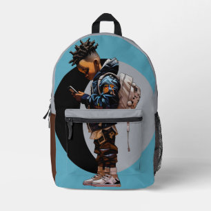 Personalisierter Schuljunge Blau/Grau Bedruckter Rucksack