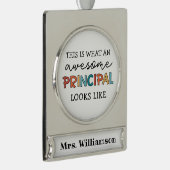 Personalisierter Schulleiter Banner-Ornament Silber (Rechts)