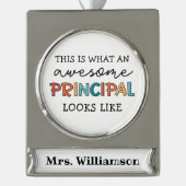 Personalisierter Schulleiter Banner-Ornament Silber (Vorderseite)