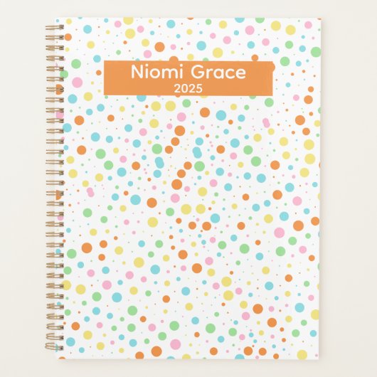 Personalisierter Schulleiter in farbenfrohen Dot P Planer (Vorderseite)