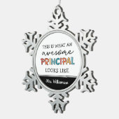 Personalisierter Schulleiter Schneeflocken Zinn-Ornament (Rechts)