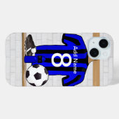 Personalisierter Schwarz-Blau-Fußball-Fußball-Fußb Case-Mate iPhone Hülle (Rückseite (Horizontal))