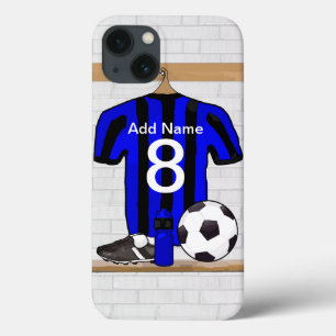 Personalisierter Schwarz-Blau-Fußball-Fußball-Fußb Case-Mate iPhone Hülle