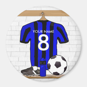 Personalisierter Schwarz-Blau-Fußball-Fußball-Fußb Magnet