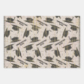 Personalisierter Schwarz/Gold-Abschluss Geschenkpapier Set (Vorderseite 3)