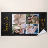 Personalisierter Schwarz-Gold-Abschluss Strandtuch (Vorderseite)