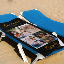 Personalisierter Schwarz-Gold-Abschluss Strandtuch