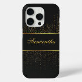 Personalisierter Schwarz/Gold-Glitzer Case-Mate iPhone Hülle (Rückseite)