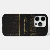 Personalisierter Schwarz/Gold-Glitzer Case-Mate iPhone Hülle (Rückseite (Horizontal))