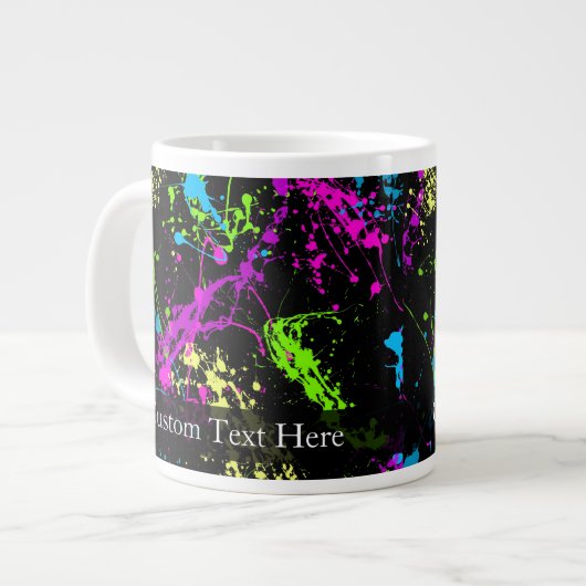Personalisierter Schwarz/Neon-Spritzer Jumbo-Tasse (Vorderseite Links)