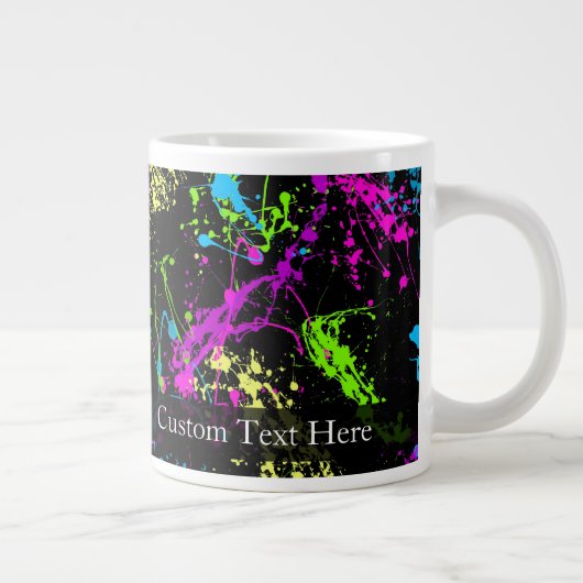 Personalisierter Schwarz/Neon-Spritzer Jumbo-Tasse (Rechts)