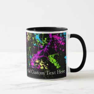 Personalisierter Schwarz/Neon-Spritzer Tasse