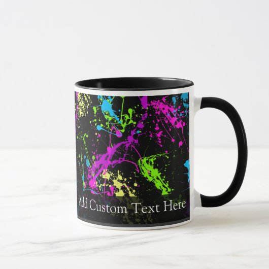Personalisierter Schwarz/Neon-Spritzer Tasse (Rechts)