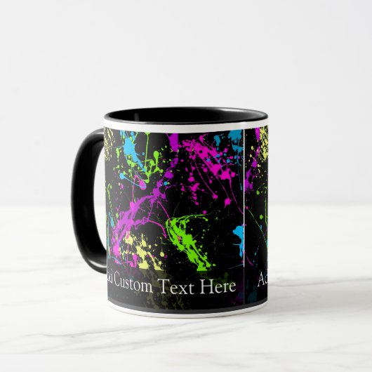 Personalisierter Schwarz/Neon-Spritzer Tasse (Vorderseite Links)