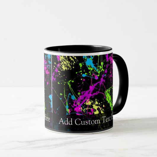 Personalisierter Schwarz/Neon-Spritzer Tasse (VorderseiteRechts)