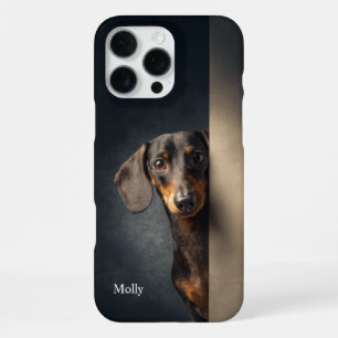 Personalisierter Schwarz-Rotbrauner Dachshund iPhone 16 Pro Max Hülle
