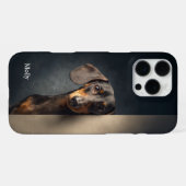 Personalisierter Schwarz-Rotbrauner Dachshund iPhone Hülle (Rückseite (Horizontal))