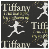 PERSONALISIERTER SCHWARZ- UND GOLDLAUFWERK STOFF (Nahaufnahme)