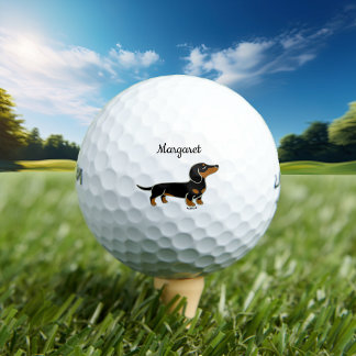 Personalisierter Schwarz und Tan glatthaariger Dac Golfball