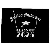 Personalisierter Schwarz-Weiß-Abschluss Große Geschenktüte (Rückseite)