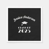 Personalisierter Schwarz-Weiß-Abschluss Serviette (Vorderseite)