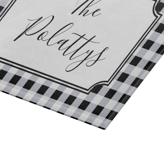 Personalisierter Schwarz-Weiß-Buffalo-Karo Kariert Schneidebrett (Ecke)