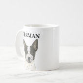 Personalisierter Schwarz-Weiß-Heeler-Kampfhund Kaffeetasse (Vorderseite Links)