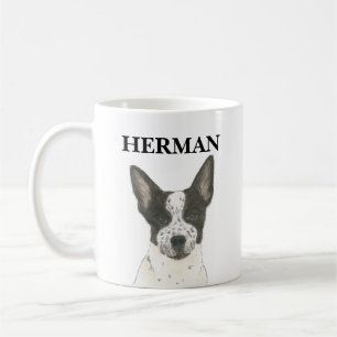 Personalisierter Schwarz-Weiß-Heeler-Kampfhund Kaffeetasse