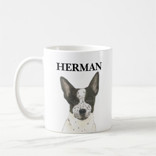 Personalisierter Schwarz-Weiß-Heeler-Kampfhund Kaffeetasse (Links)
