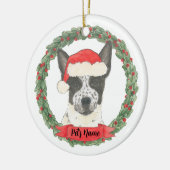 Personalisierter Schwarz-Weiß-Heelhund Keramik Ornament (Links)
