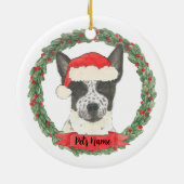 Personalisierter Schwarz-Weiß-Heelhund Keramik Ornament (Hinten)